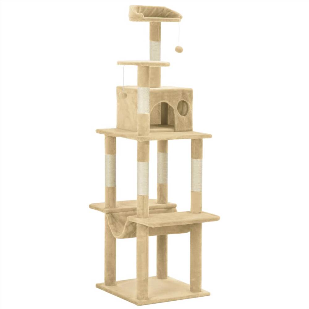 

Cat Tree with Sisal Scratching Posts Beige 165 cm