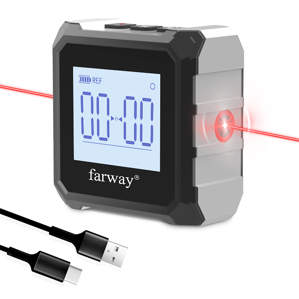 

Farway 3 in 1 Digital Laser Level Angle Gauge, Magnetic Base, LCD screen, 360 Degrees Measurement, Strong Absorption, Dual Sides Laser Marking