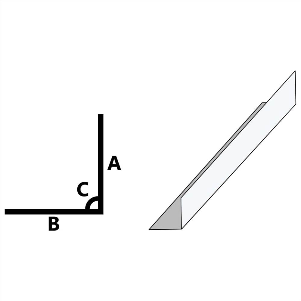 L-shape 90° Angle Sheets 5 pcs Aluminium White 170cm 100x100 mm