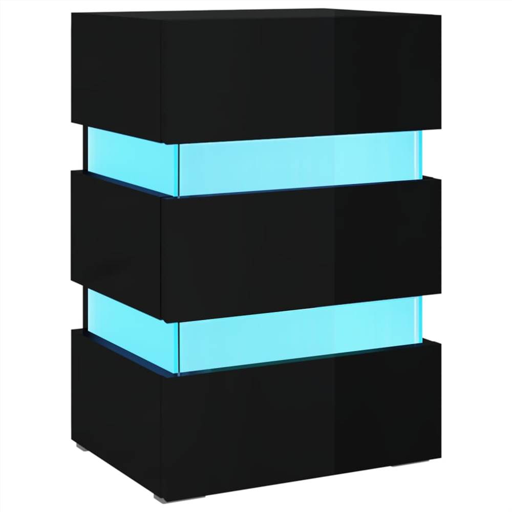 LED Bedside Cabinet High Gloss Black 45x35x67 cm Chipboard