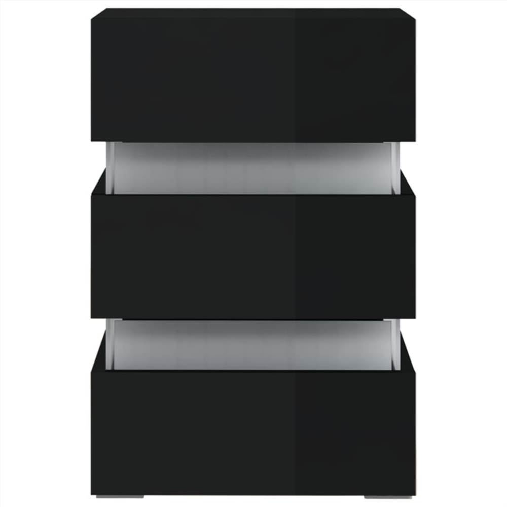 LED Bedside Cabinet High Gloss Black 45x35x67 cm Chipboard