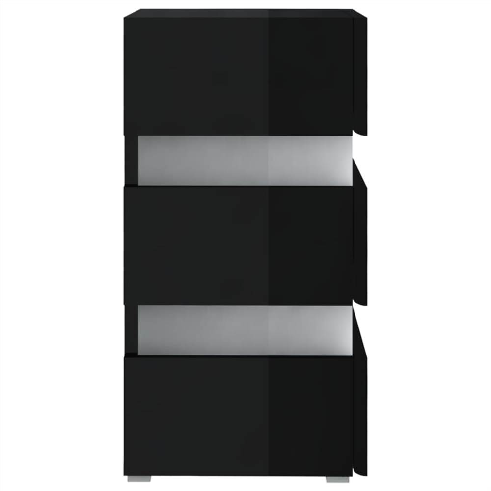 LED Bedside Cabinet High Gloss Black 45x35x67 cm Chipboard