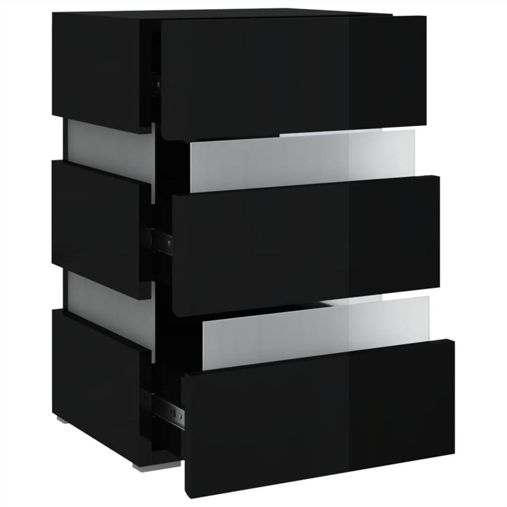LED Bedside Cabinet High Gloss Black 45x35x67 cm Chipboard