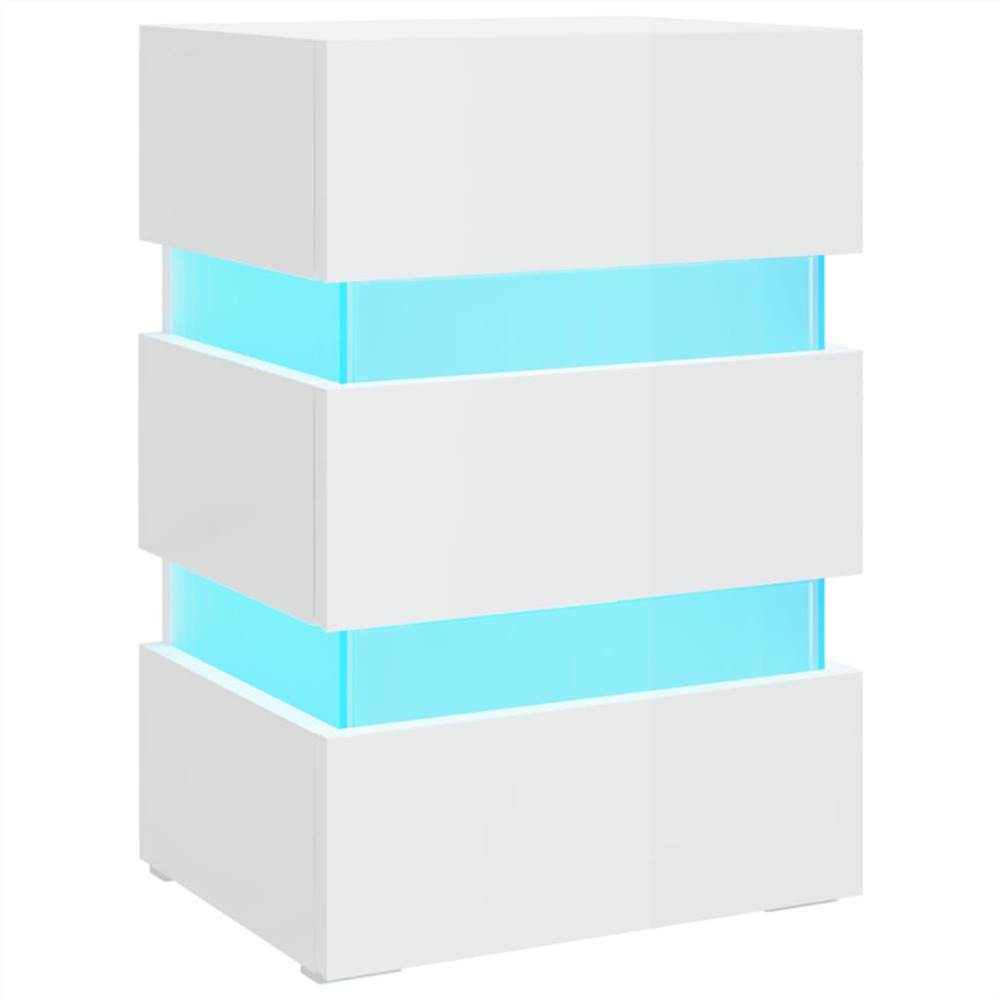 LED Bedside Cabinet High Gloss White 45x35x67 cm Chipboard