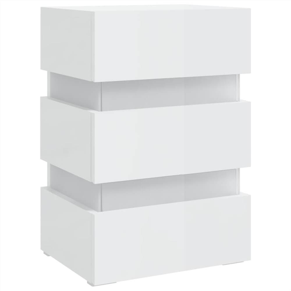 LED Bedside Cabinet High Gloss White 45x35x67 cm Chipboard