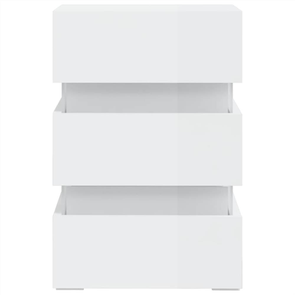 LED Bedside Cabinet High Gloss White 45x35x67 cm Chipboard