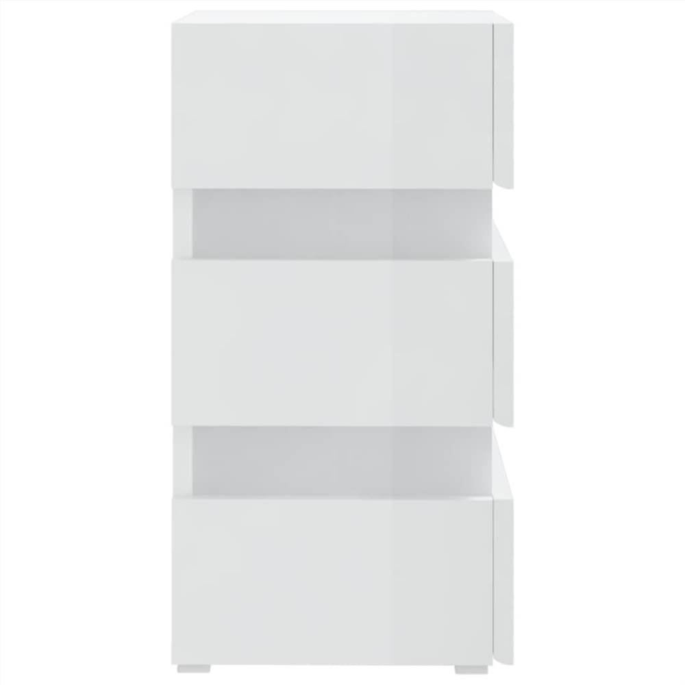 LED Bedside Cabinet High Gloss White 45x35x67 cm Chipboard