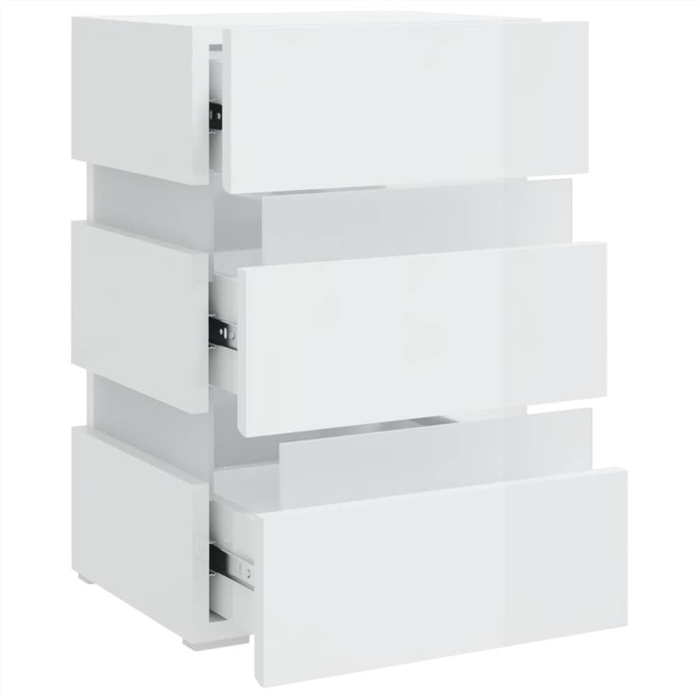 LED Bedside Cabinet High Gloss White 45x35x67 cm Chipboard