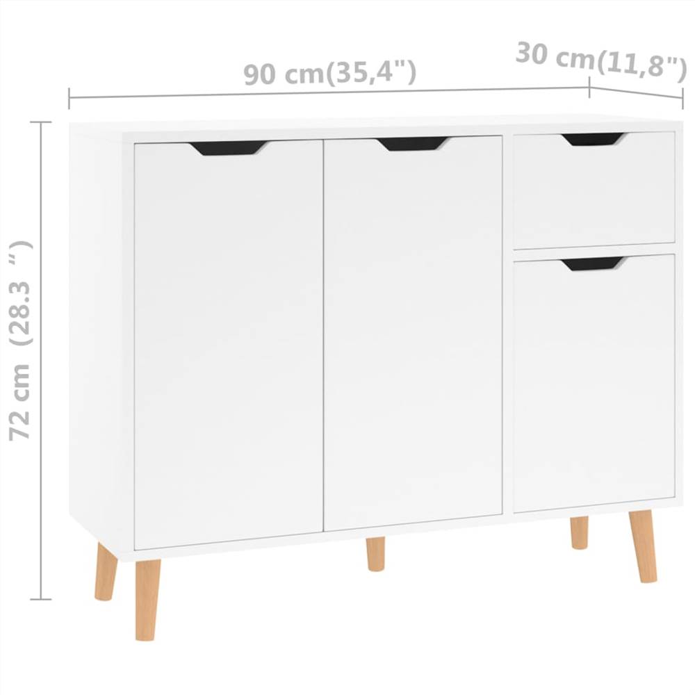 Sideboard High Gloss White 90x30x72 cm Chipboard