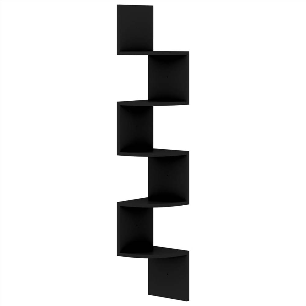 Wall Corner Shelf Black 19x19x123 cm Chipboard