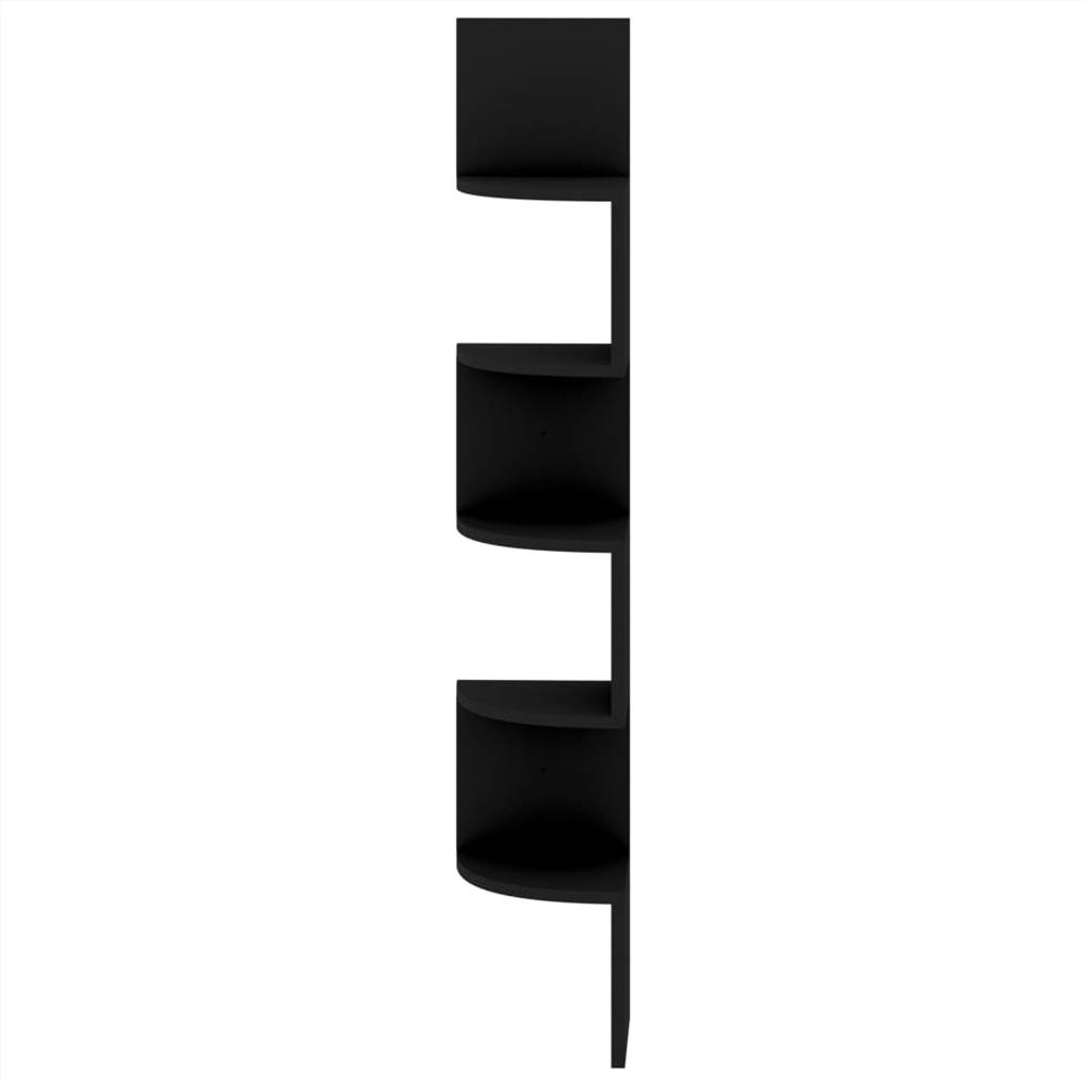 Wall Corner Shelf Black 19x19x123 cm Chipboard