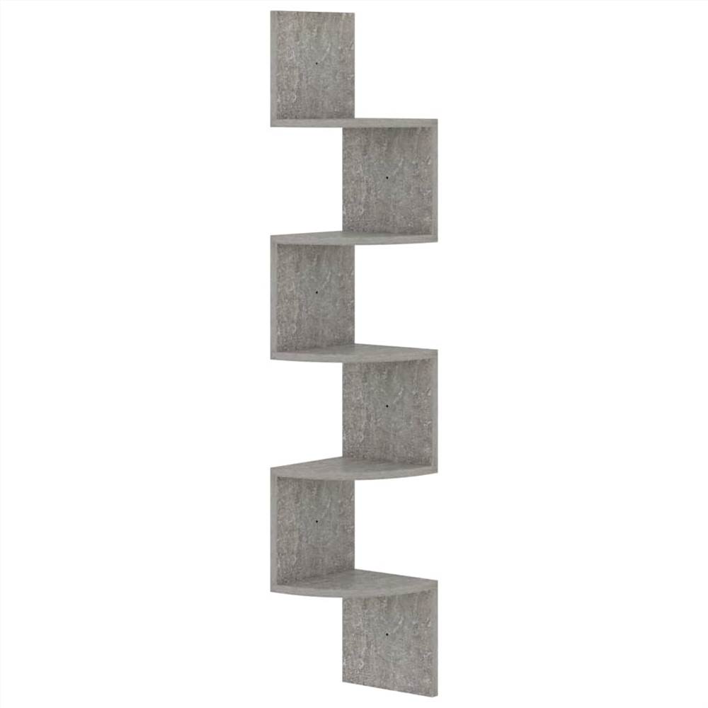Wall Corner Shelf Concrete Grey 19x19x123 cm Chipboard