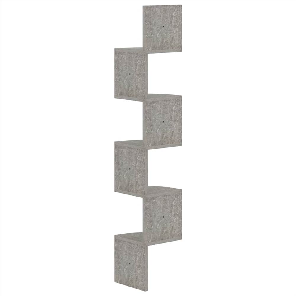 Wall Corner Shelf Concrete Grey 19x19x123 cm Chipboard
