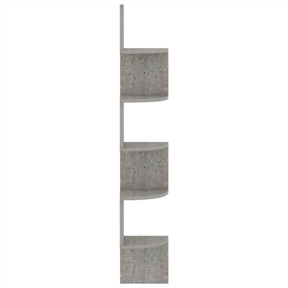 Wall Corner Shelf Concrete Grey 19x19x123 cm Chipboard
