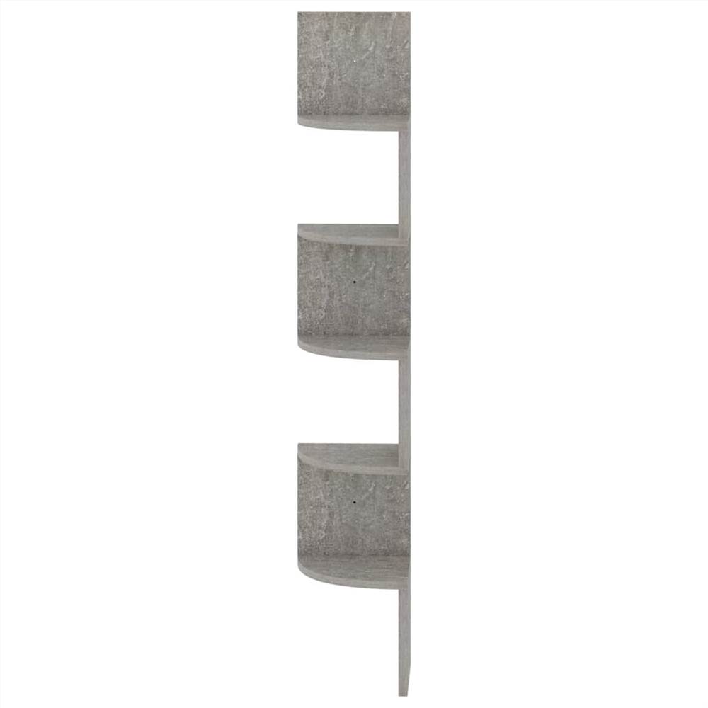Wall Corner Shelf Concrete Grey 19x19x123 cm Chipboard