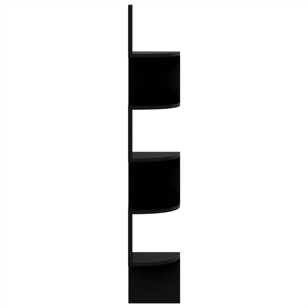 Wall Corner Shelf High Gloss Black 19x19x123 cm Chipboard