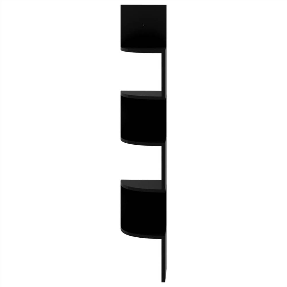 Wall Corner Shelf High Gloss Black 19x19x123 cm Chipboard