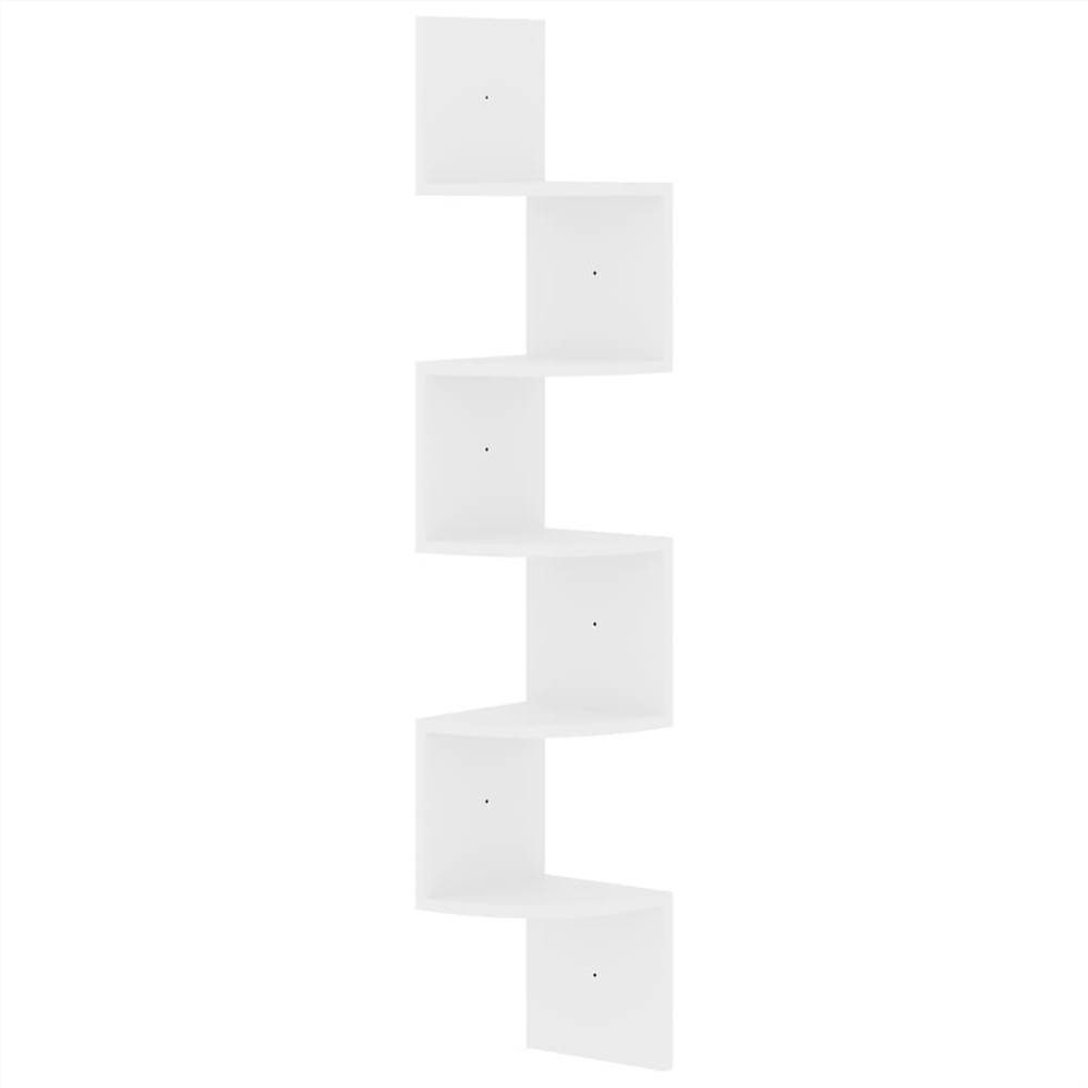 Wall Corner Shelf High Gloss White 19x19x123 cm Chipboard