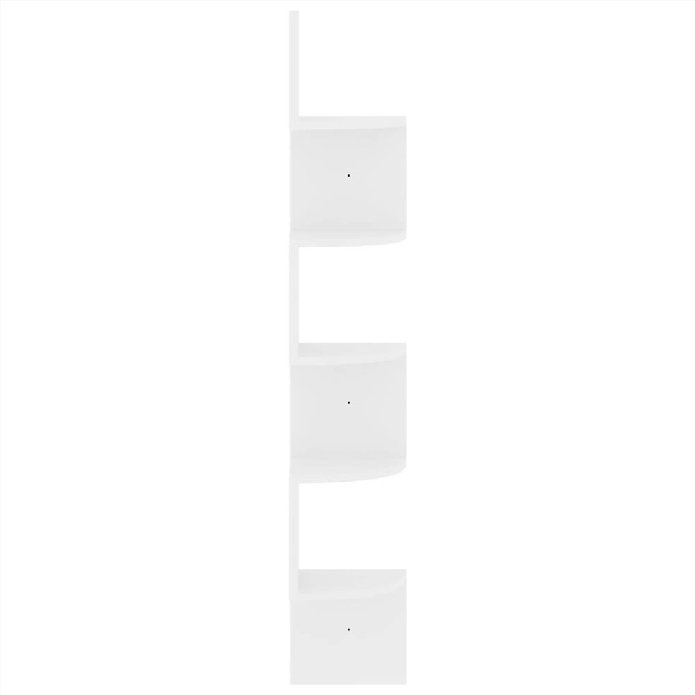 Wall Corner Shelf High Gloss White 19x19x123 cm Chipboard