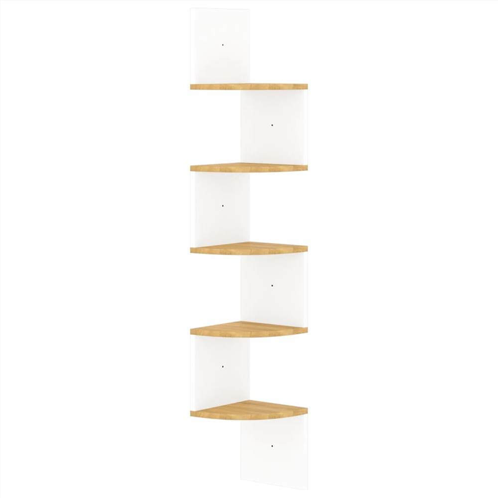 Wall Corner Shelf White and Sonoma Oak 19x19x123 cm Chipboard