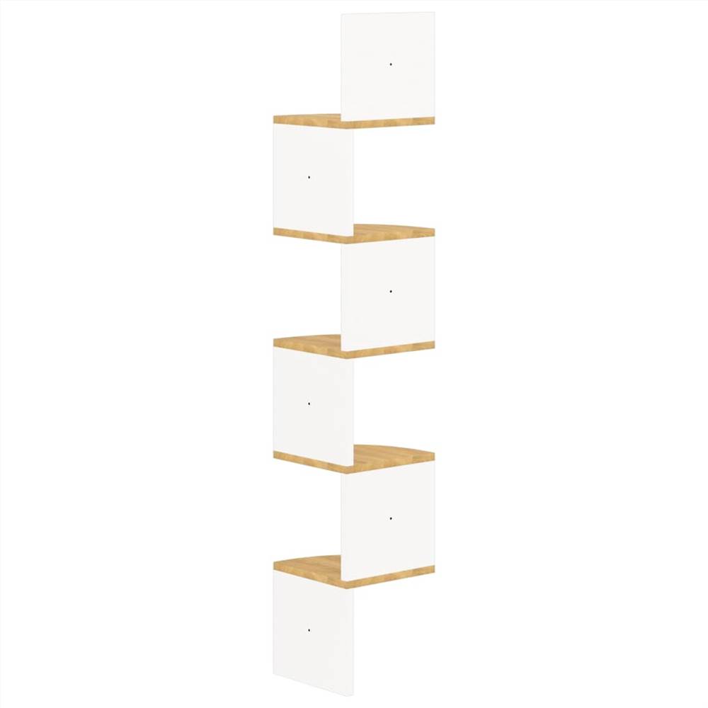 Wall Corner Shelf White and Sonoma Oak 19x19x123 cm Chipboard