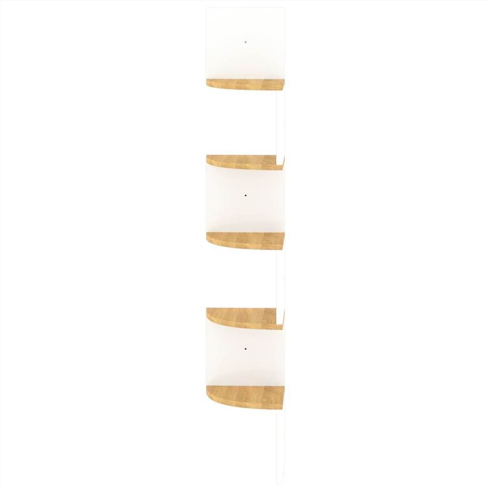 Wall Corner Shelf White and Sonoma Oak 19x19x123 cm Chipboard