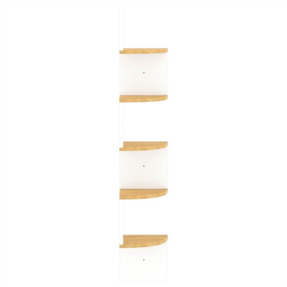 Wall Corner Shelf White and Sonoma Oak 19x19x123 cm Chipboard