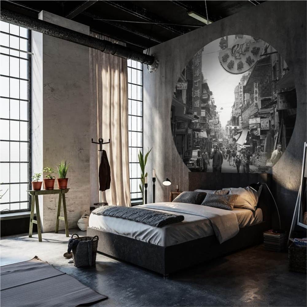 WallArt Wallpaper Circle Hong Kong the Old Days 190 cm