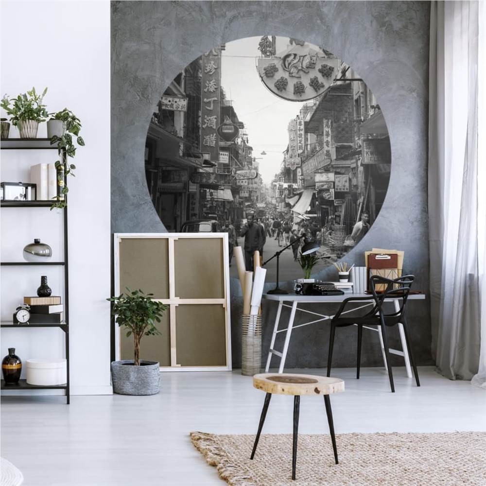 WallArt Wallpaper Circle Hong Kong the Old Days 190 cm