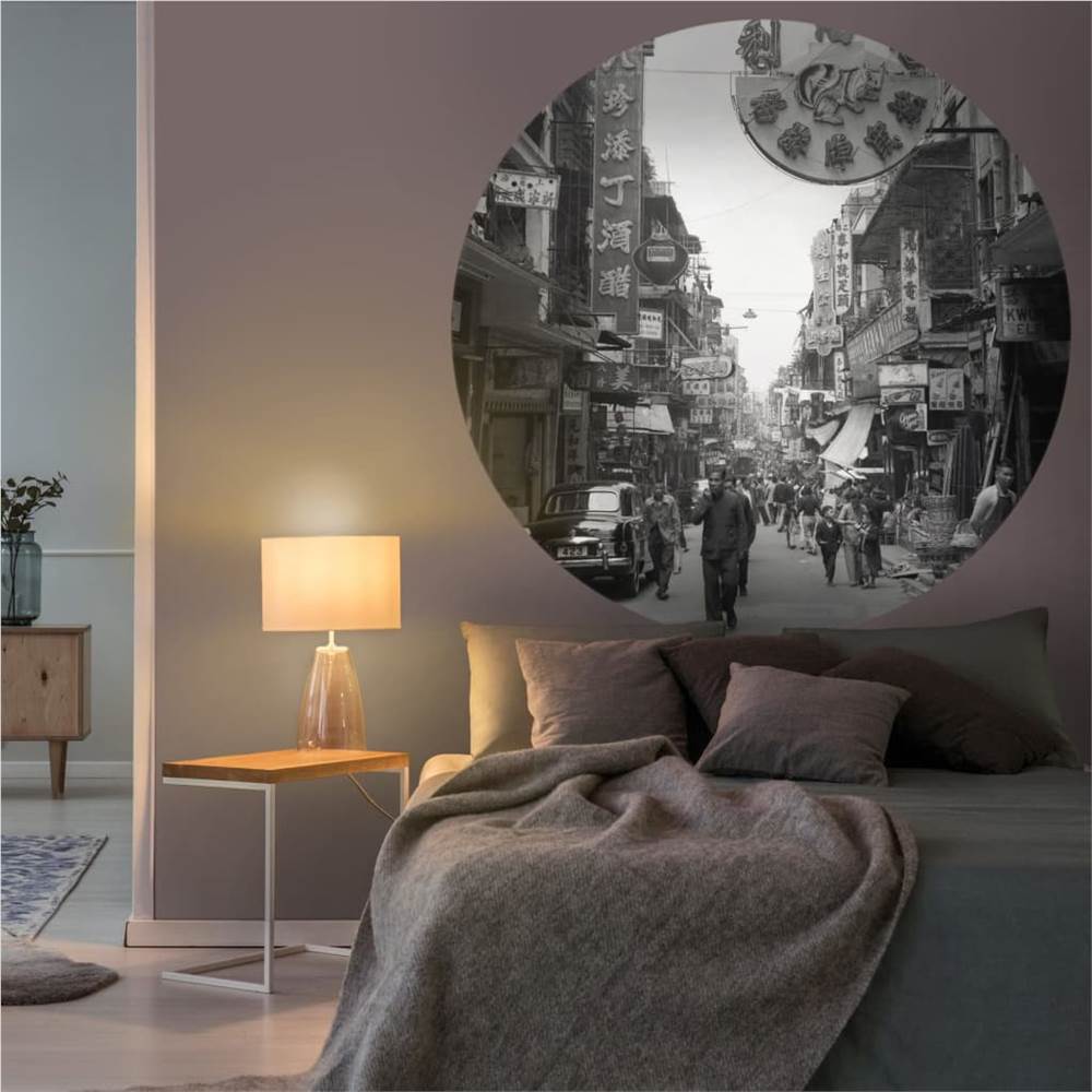 WallArt Wallpaper Circle Hong Kong the Old Days 190 cm
