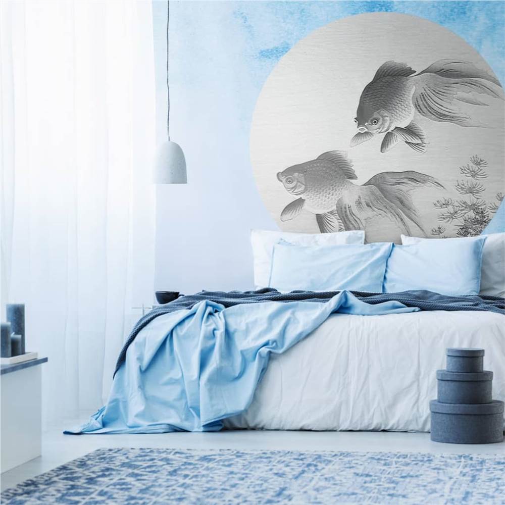 WallArt Wallpaper Circle Two Goldfish 190 cm