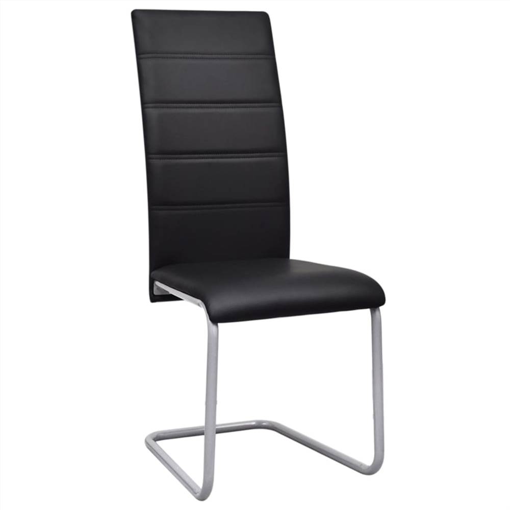 Cantilever Dining Chairs 2 pcs Black Faux Leather