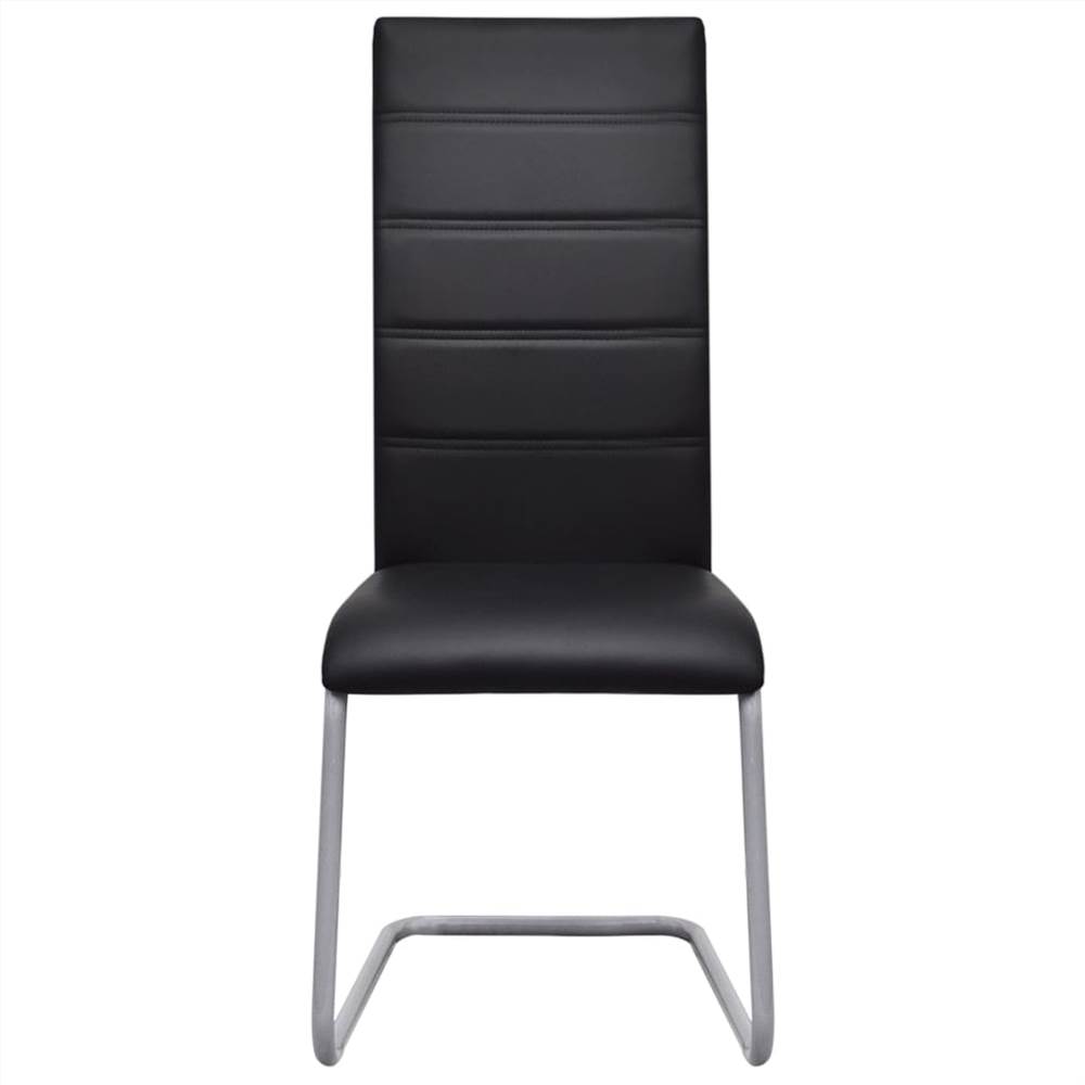 Cantilever Dining Chairs 2 pcs Black Faux Leather