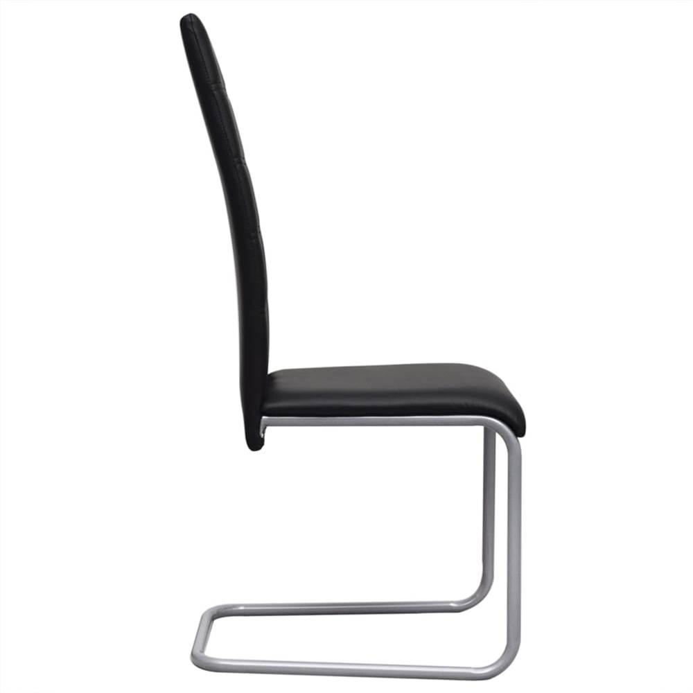 Cantilever Dining Chairs 2 pcs Black Faux Leather