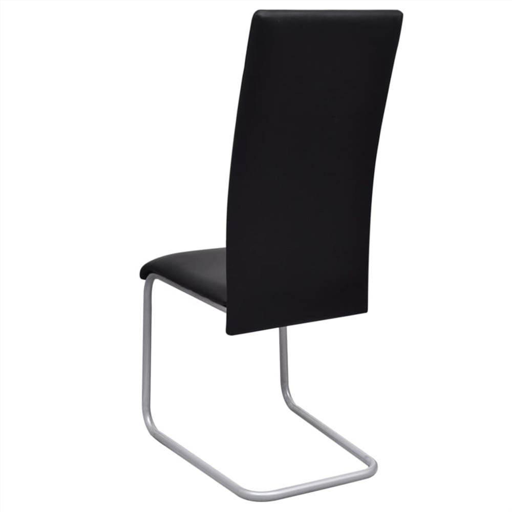 Cantilever Dining Chairs 2 pcs Black Faux Leather