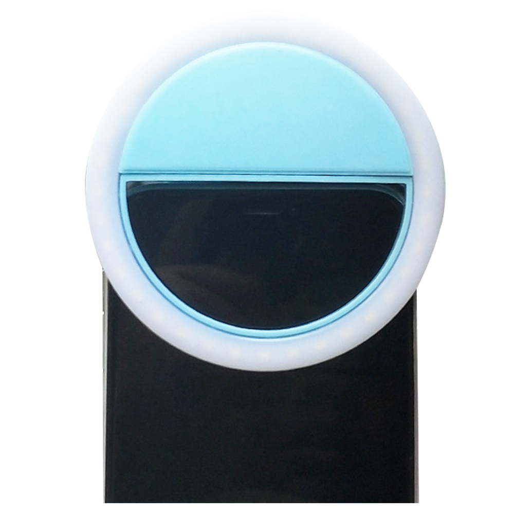 

LED Selfie Light Ring Flash Fill Clip Camera for Mobile Phone Tablet iPhone 150mAh Samsung Lumin Ring Clip Light - Blue