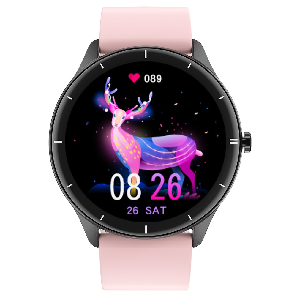 

Makibes Q21 Smartwatch 1.28'' Touch Screen Heart Rate SpO2 BP Monitor - Pink