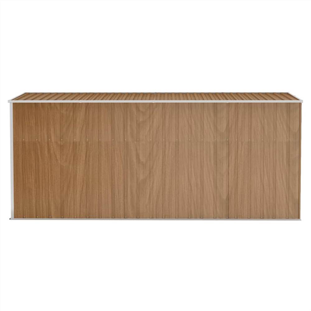 Wall-mounted Garden Shed Brown 118x382x178 cm Galvanised Steel