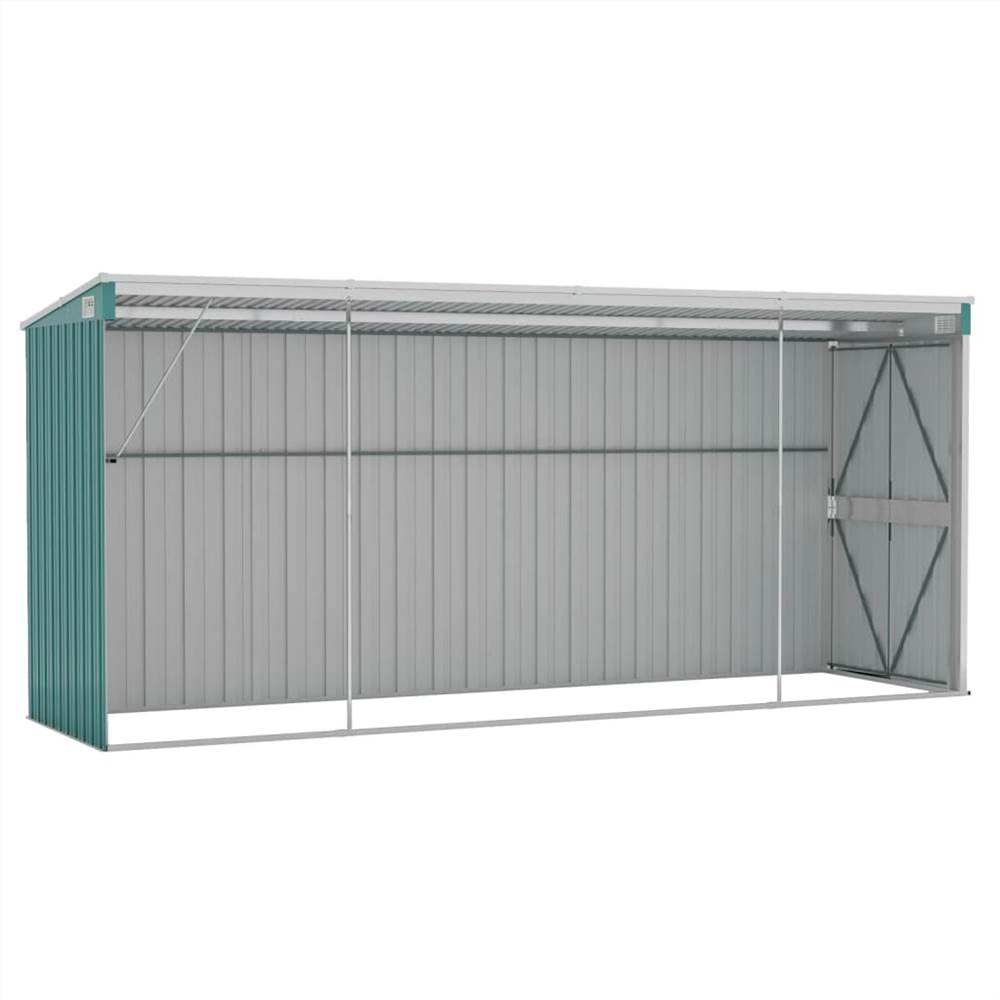 Wall-mounted Garden Shed Green 118x382x178 cm Galvanised Steel