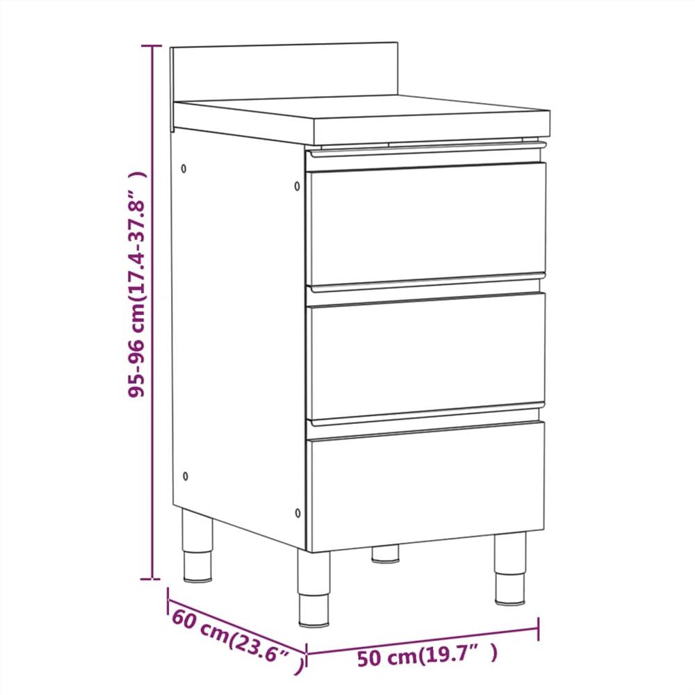 Commercial Kitchen Cabinets 3 pcs Stainless Steel