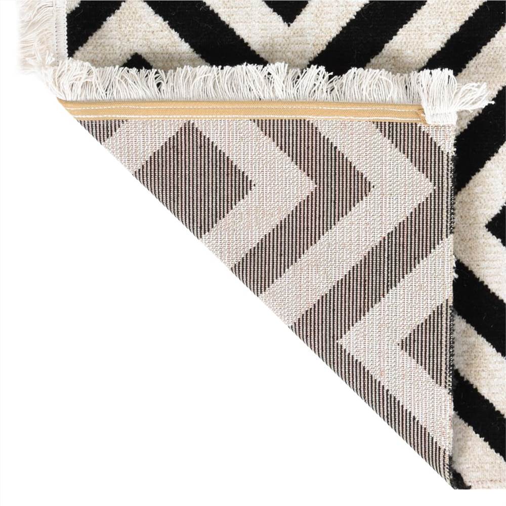 Outdoor Rug Flatweave 100x200 cm Black and Beige