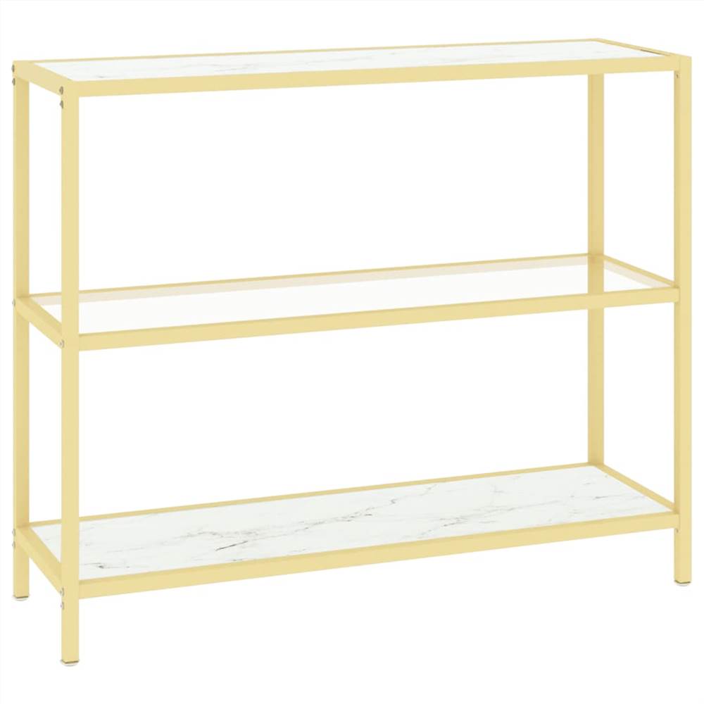 Console Table White Marble and Transparent 100x36x90 cm Tempered Glass