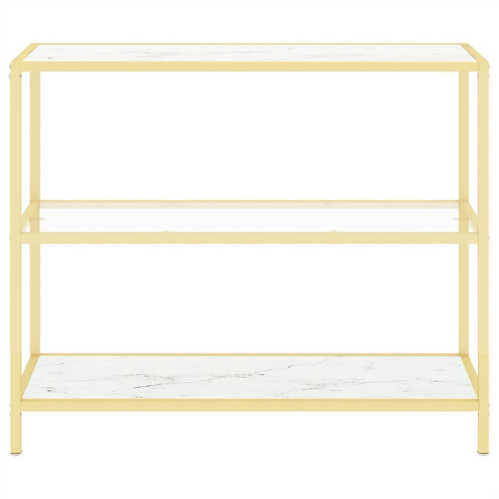 Console Table White Marble and Transparent 100x36x90 cm Tempered Glass