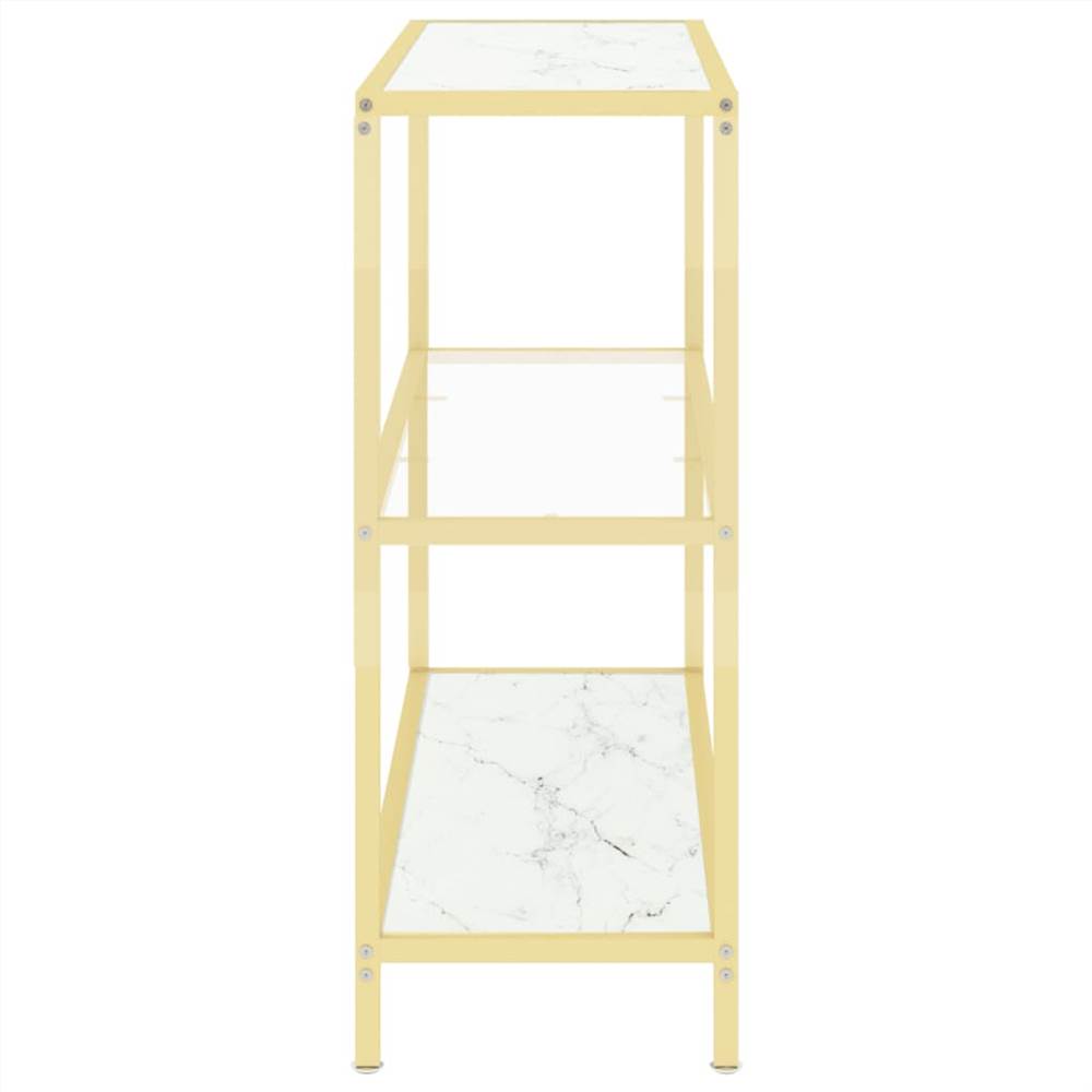Console Table White Marble and Transparent 100x36x90 cm Tempered Glass