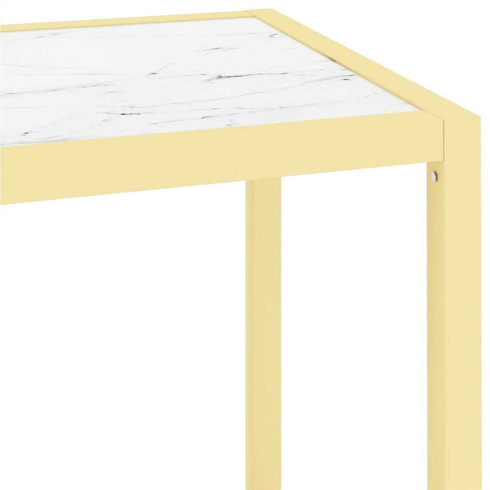 Console Table White Marble and Transparent 100x36x90 cm Tempered Glass
