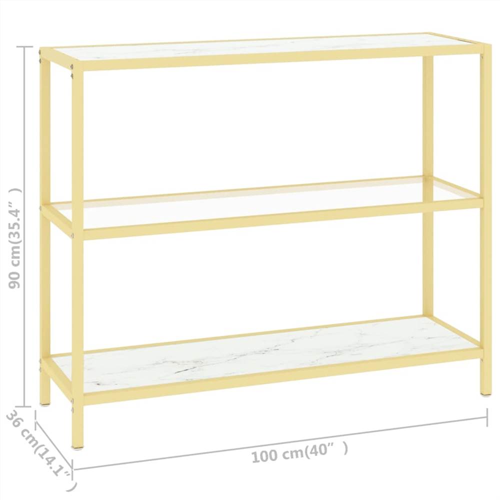Console Table White Marble and Transparent 100x36x90 cm Tempered Glass