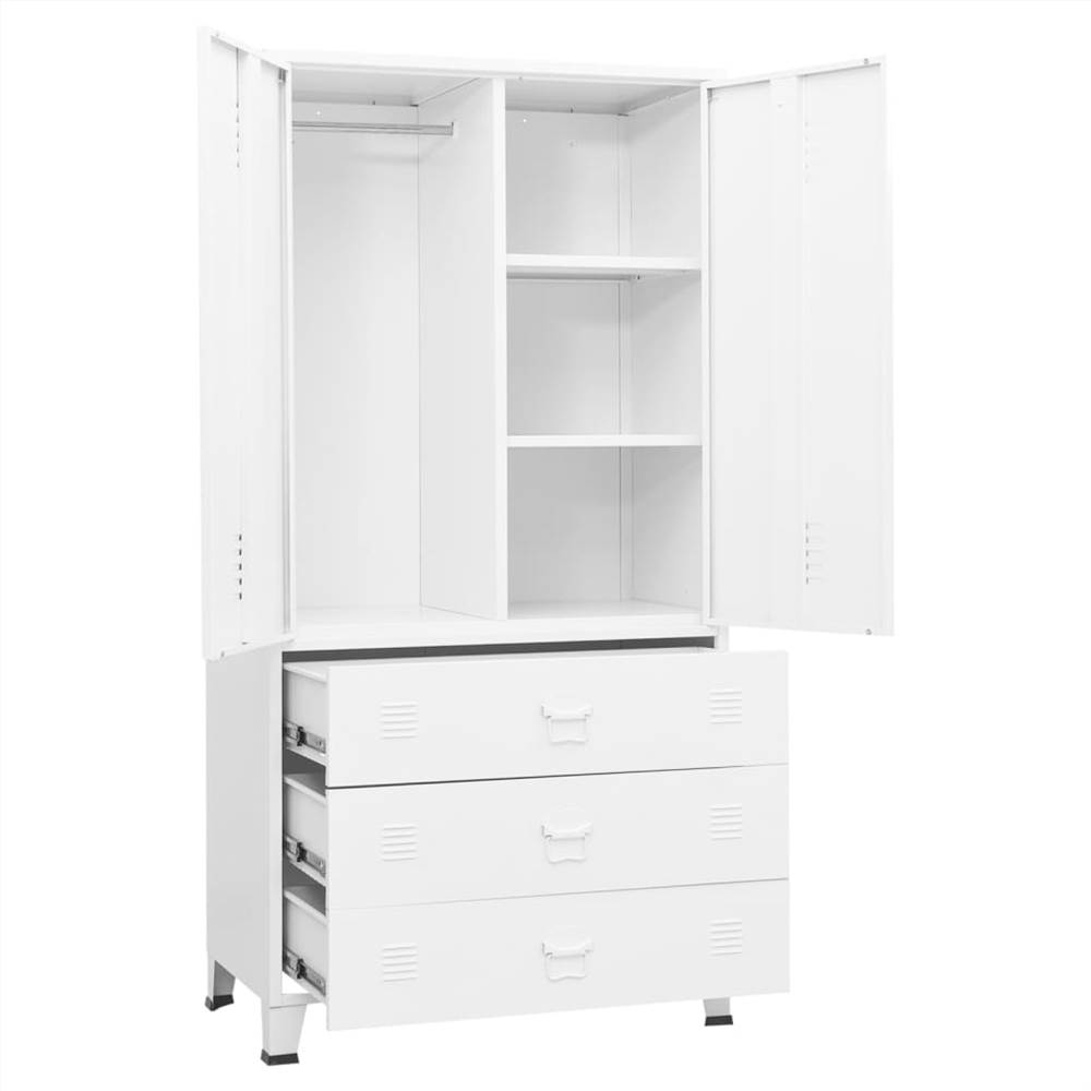 Industrial Wardrobe White 90x50x180 cm Metal