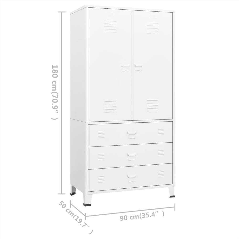 Industrial Wardrobe White 90x50x180 cm Metal