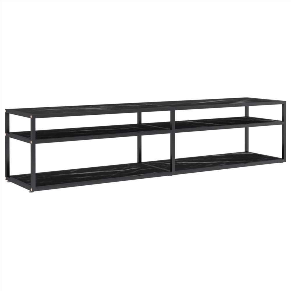TV Cabinet Black Marble 180x40x40.5 cm Tempered Glass