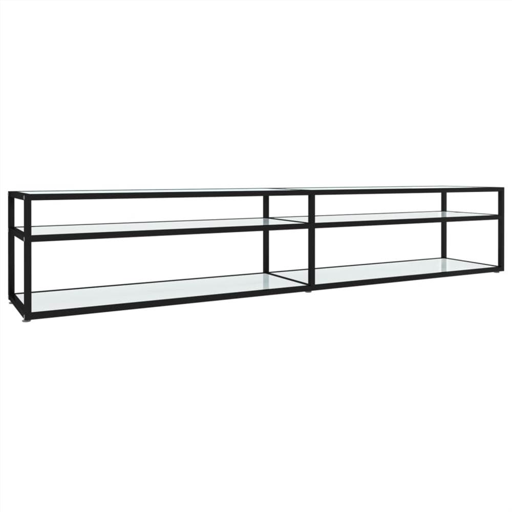 TV Cabinet White Marble 220x40x40.5 cm Tempered Glass